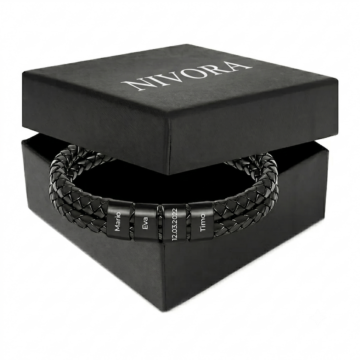 Bracciale in Pelle con Perle Incise