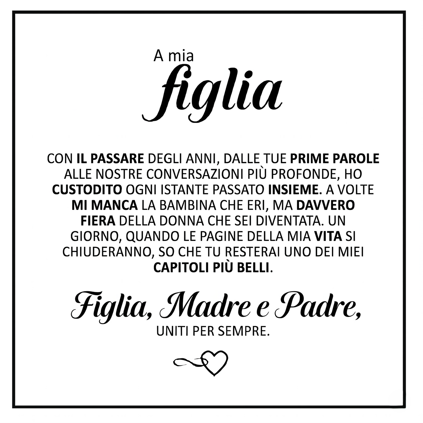 Bracciale "A mia figlia" - Uniti per sempre