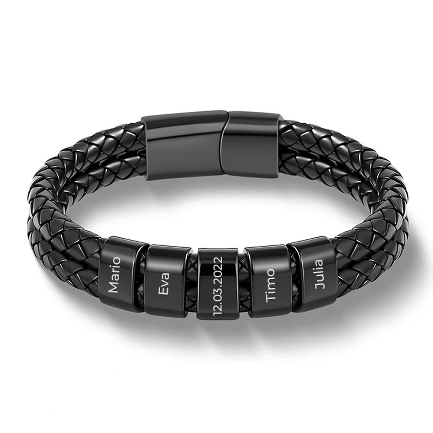 Bracciale in Pelle con Perle Incise