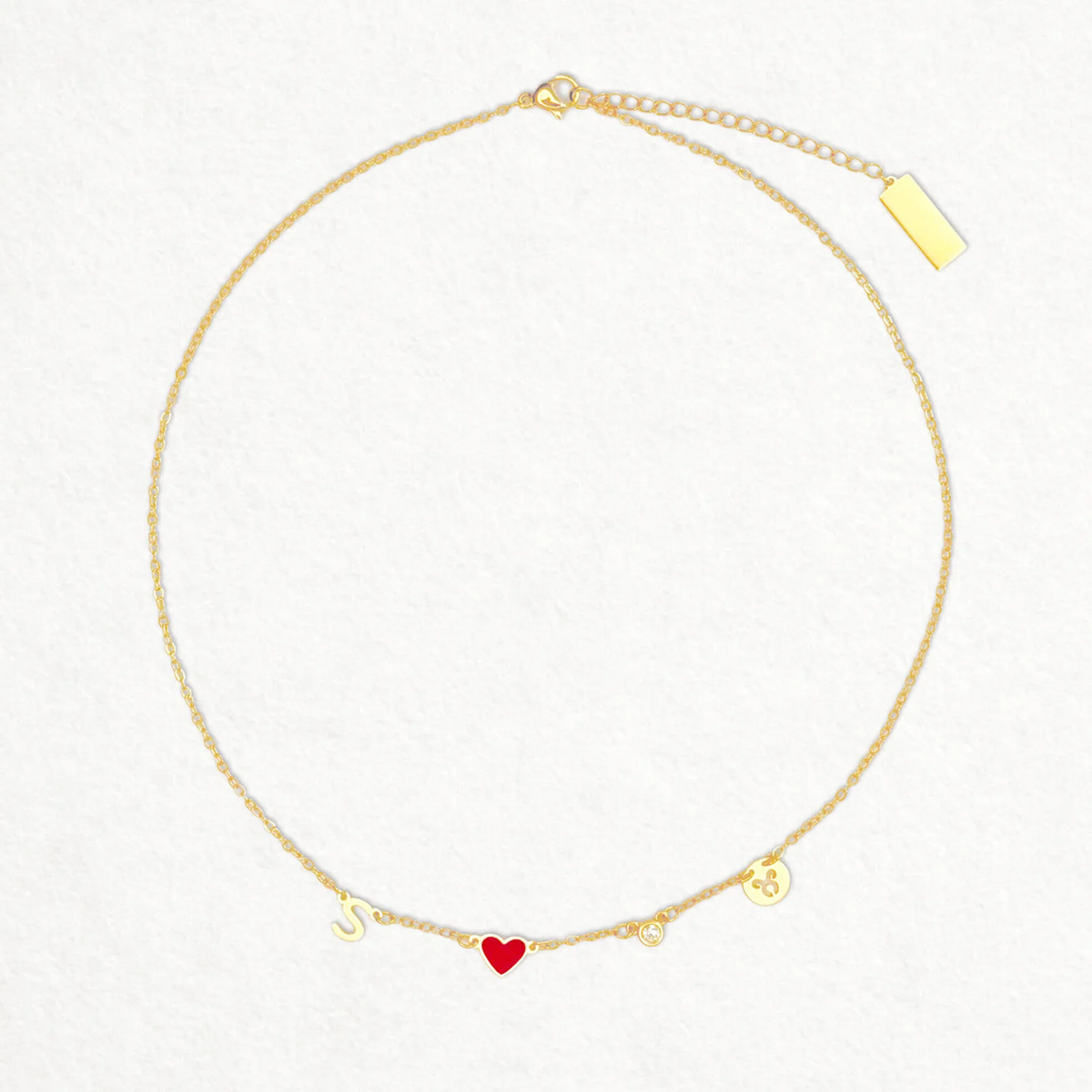 Collana cuore con iniziale, pietra e zodiaco